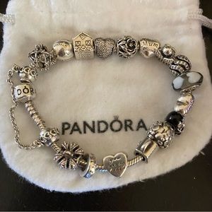 Pandora “Mom” Bracelet & Charms Silver & Black